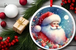 Colorful Santa Christmass Round Sticker Sublimation PNG Product Image 2