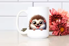 Colorful Funny Peeking Hedgehog Clipart Product Image 2