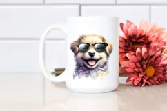 Cute Puppy Portrait Sunglasses Clipart Product Image 2