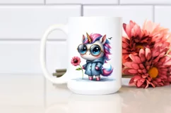 Funny Baby Unicorn in Raincoat | Watercolor Design Product Image 2