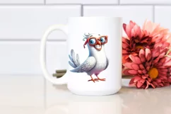 Funny Dove Sunglasses Watercolor Clipart Product Image 2