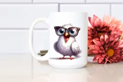 Funny Dove Sunglasses Watercolor Clipart Product Image 2