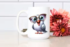 Funny Dove Sunglasses Watercolor Clipart Product Image 2