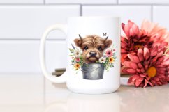 Adorable Highland Cow with Flowers, Transparent PNG Product Image 2