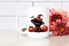 Cute Halloween Black Cat with Pumpkin Clipart Product Image 2