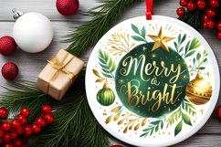 Merry and Bright Christmas Round Ornament Product Image 1
