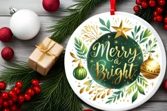 Merry and Bright Christmas Round Ornament Product Image 1