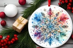 Snow Flake Christmas Round Cute Ornament Sublimation Product Image 1