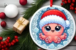Round Christmas Ornament Sublimation|Clipart Product Image 1