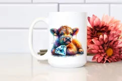 Colorful Baby Highland Cow with Gemstone Product Image 2