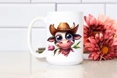 Watercolor Cow Hat Big Eyes |Clipart Product Image 2