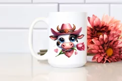 Watercolor Cow Hat Big Eyes |Clipart Product Image 2
