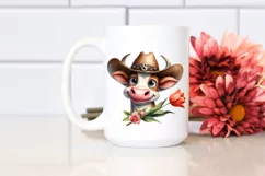Watercolor Cow Hat Big Eyes |Clipart Product Image 2