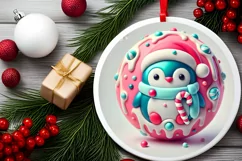 Round Christmas Ornament Sublimation|Clipart Product Image 1
