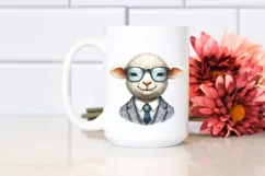 Funny Cute Lamb Portrait Smiling with es | Watercolor Product Image 2