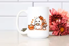 Cute Ghost with Tea and Animal Print PNG Product Image 2