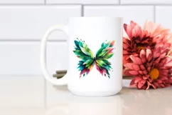 Abstract Vibrant Butterfly with Plant Leaves PNG Product Image 2