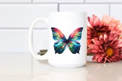 Abstract Vibrant Butterfly with Plant Leaves PNG Product Image 2