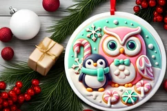 Round Christmas Ornament Sublimation|Clipart Product Image 1