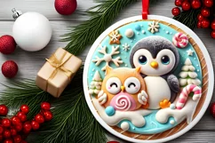 Round Christmas Ornament Sublimation|Clipart Product Image 1