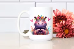 Cute Hippo Love Sign Portrait | Clipart Product Image 2