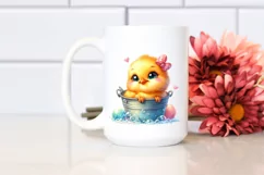 Colorful Cute Baby Chicken Smiling | Watercolor Splash Product Image 2