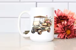 Vintage Golf Cart Flowers | Clipart Product Image 2
