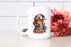 a Winter Baby Vizsla PNG with Santa Hat Product Image 2