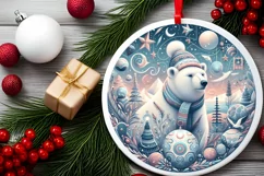 Round Christmas Ornament Sublimation|Clipart Product Image 2
