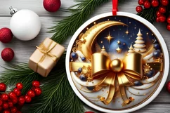 Round Christmas Ornament Sublimation|Clipart Product Image 2