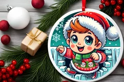 Round Christmas Ornament Sublimation|Clipart Product Image 1