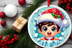 Round Christmas Ornament Sublimation|Clipart Product Image 1