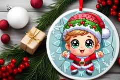 Round Christmas Ornament Sublimation|Clipart Product Image 1