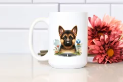 Watercolor Baby German Shepherd Phishing Road Clipart Product Image 2