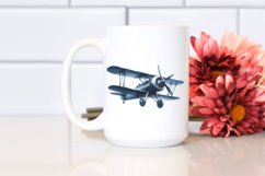 Watercolor Washed Blueish Vintage Plane | Clipart Product Image 2