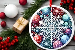 Round Christmas Ornament Sublimation|Clipart Product Image 2