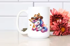 Shimmering Star Cowboy Hat Unicorn | Clipart Product Image 2