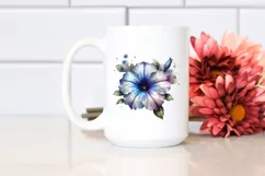 A Shiny Petunia Clipart with Watercolor Splash Product Image 2