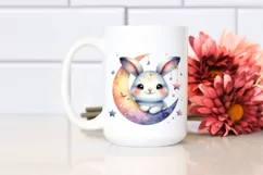 Cute Colorful Baby Arctic Hare with Moon and Stars Product Image 2