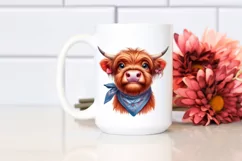 Funny Highland Cow Portrait Bandana | Watercolor Clipart Product Image 2