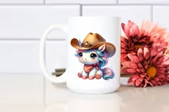 Cute Baby Unicorn with Cowboy Hat Clipart Product Image 2