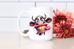 Cow Watercolor Crazy Funny Cow Portrait | Clipart Product Image 2