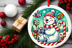Round Christmas Ornament Sublimation|Clipart Product Image 1