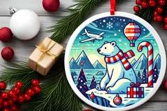 Round Christmas Ornament Sublimation|Clipart Product Image 1