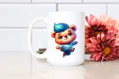 Cute Baby Bear Jumping PNG Product Image 2