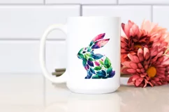 Abstract Vibrant Bunny with Plant Leaves PNG Product Image 2