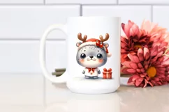 Expressive Seal with Reindeer Horns PNG Product Image 2