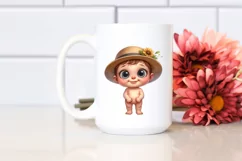 Funny Baby Standing with Confused Hat | Watercolor Clipart Product Image 2