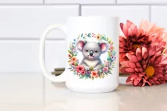 Vibrant Baby Koala Floral Frame | Sublimation Clipart Product Image 2