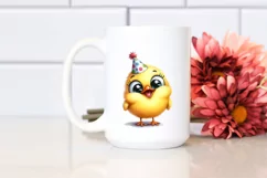 Funny Chick Party Hat Watercolor Clipart Product Image 2